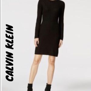 Crew Neck Cable-Knit Sweater Dress